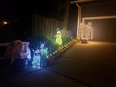 Snowman & Reindeer in Lights